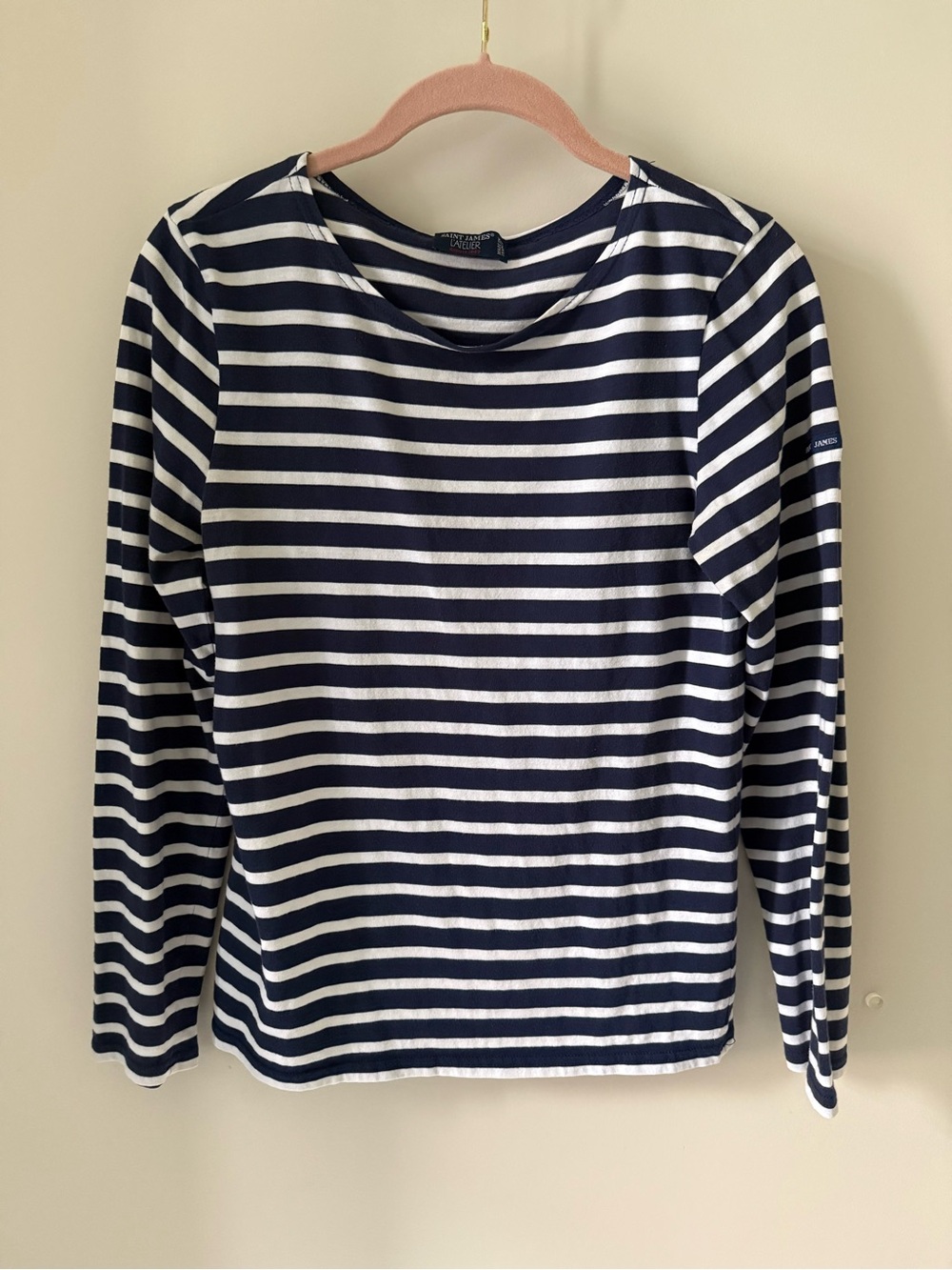 Saint James Navy and White Striped Long Sleeve Top